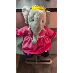 1989 Gund Babar Queen Celeste 16" Plush Sitting Stuffed Elephant Animal
